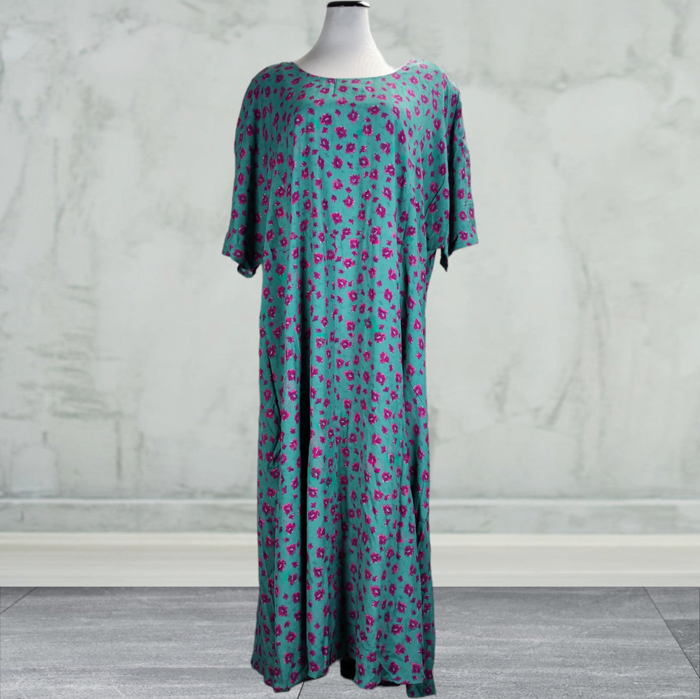 Vintage 90s All That Jazz 22W NWT Rayon Floral Maxi Dress Plus Size USA
